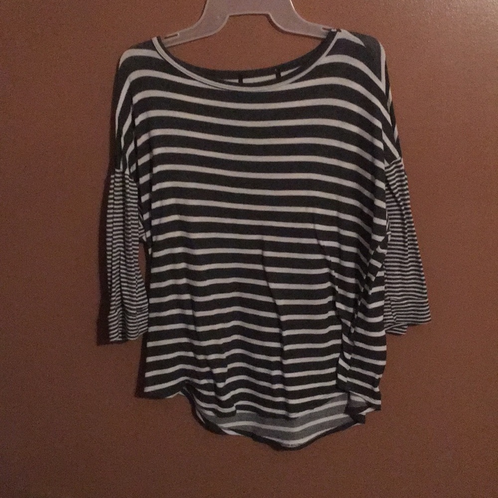Gray and white striped top